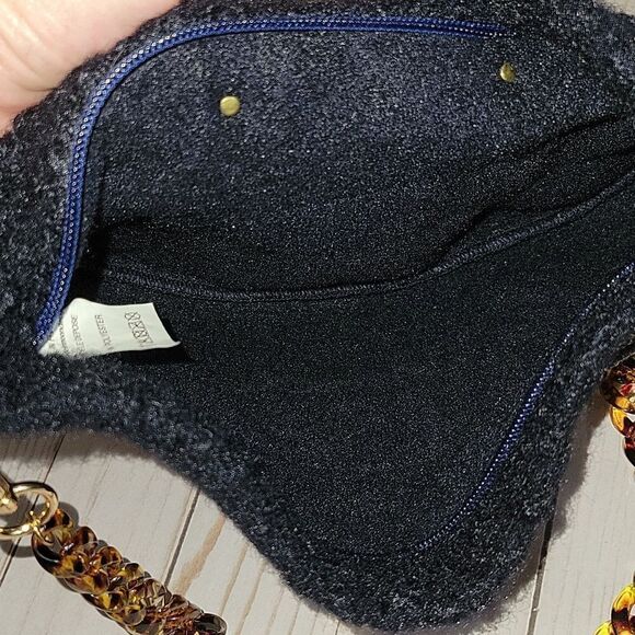 MadeInMoon Large Pouch Bag Cendrillon Teddy Fabric Made in France Chain Strap. - Picture 6 of 11